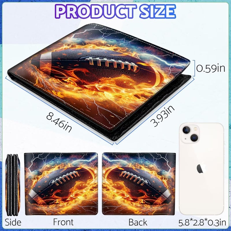 ZHIMEBYE Boys Wallet for Teens, Cool Kids Football Wallet for Boys Ages 8-10 9-12 11-15, Funny Leather Bifold Rfid Blocking, Coin Pocket Id Window for Teen Men Youth Guys Birthday Christmas Gifts - Image 2